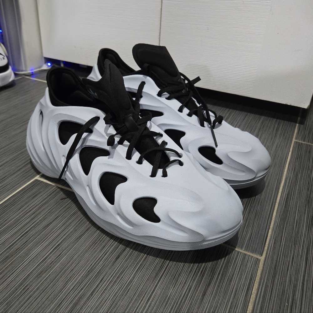 Adidas AdiFom Q Black and White Futuristic Sneakers